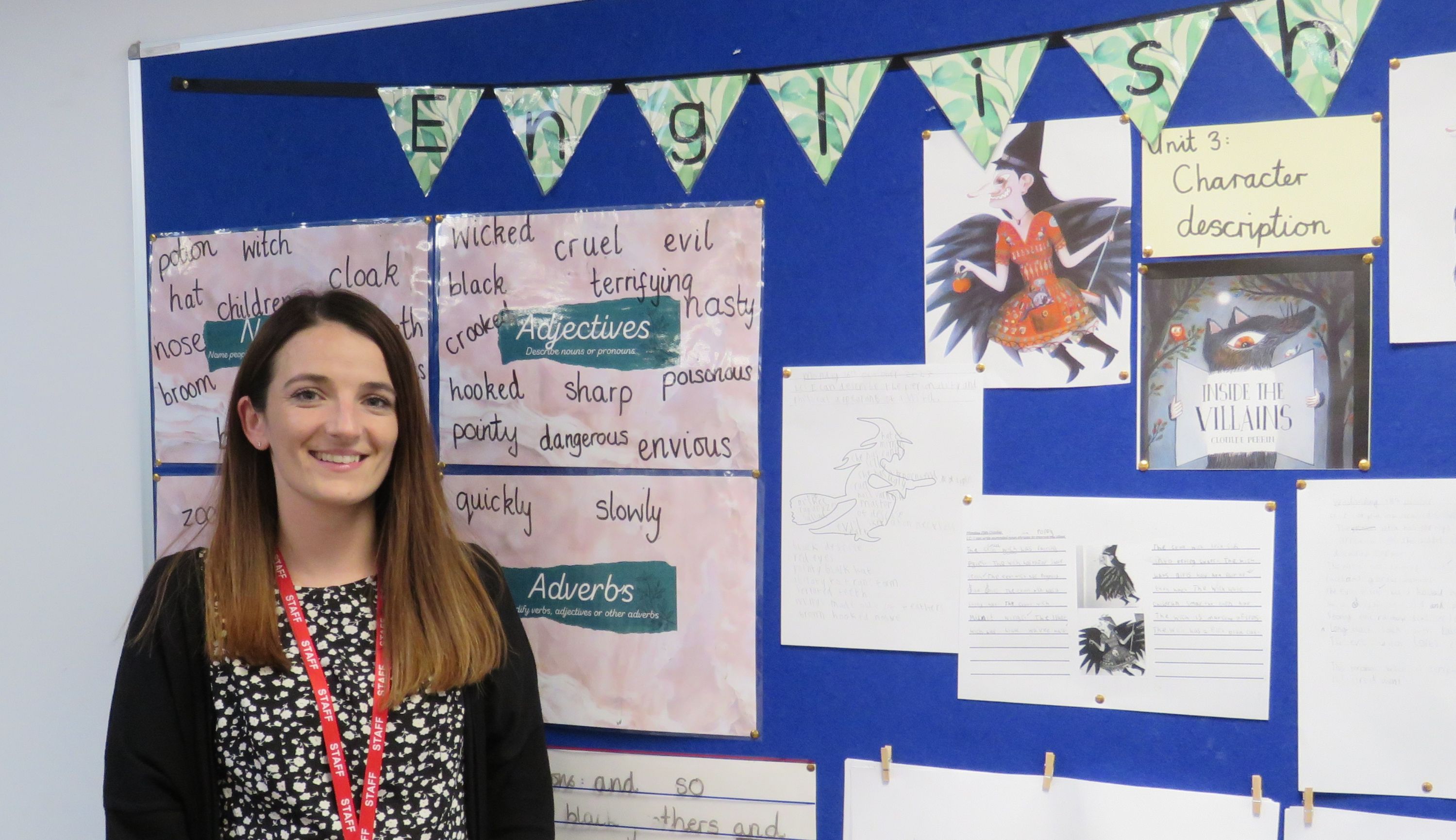 Mrs Rathmell in front of English display