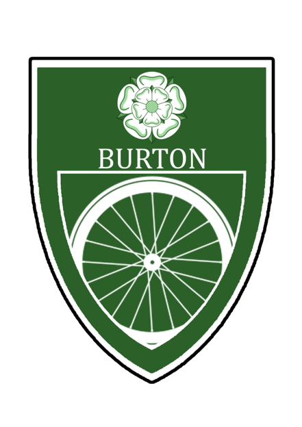 Green Burton Shield with bicycle wheel icon.