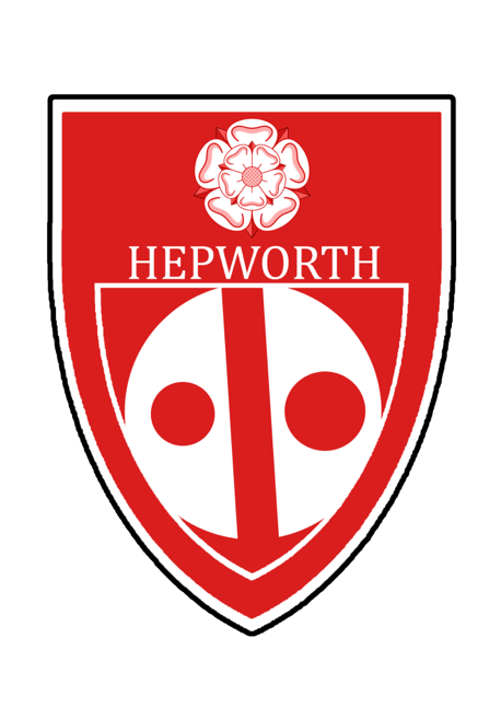 Red Hepworth Shield with modern art icon.